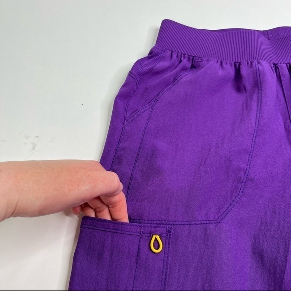 NEW WonderWink Purple Four-Stretch Elastic Waist No Iron Sport Cargo Scrub Pants - Picture 8 of 16